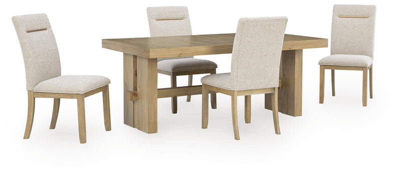 Lasinger - 5 Pc. - Dining Table And 4 Upholstered Side Chairs - Light Brown complete set