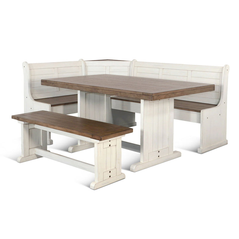 Pasadena - Wood Breakfast Nook Dining Set - Buckskin / Marble White complete set