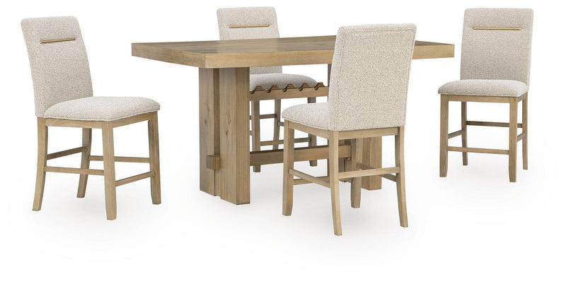 Lasinger - 5 Pc. - Counter Height Dining Table And 4 Barstools - Light Brown complete set