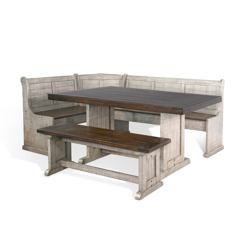 Homestead Hills - Wood Breakfast Nook Dining Set - Tobacco Leaf / Alpine Gray complete set