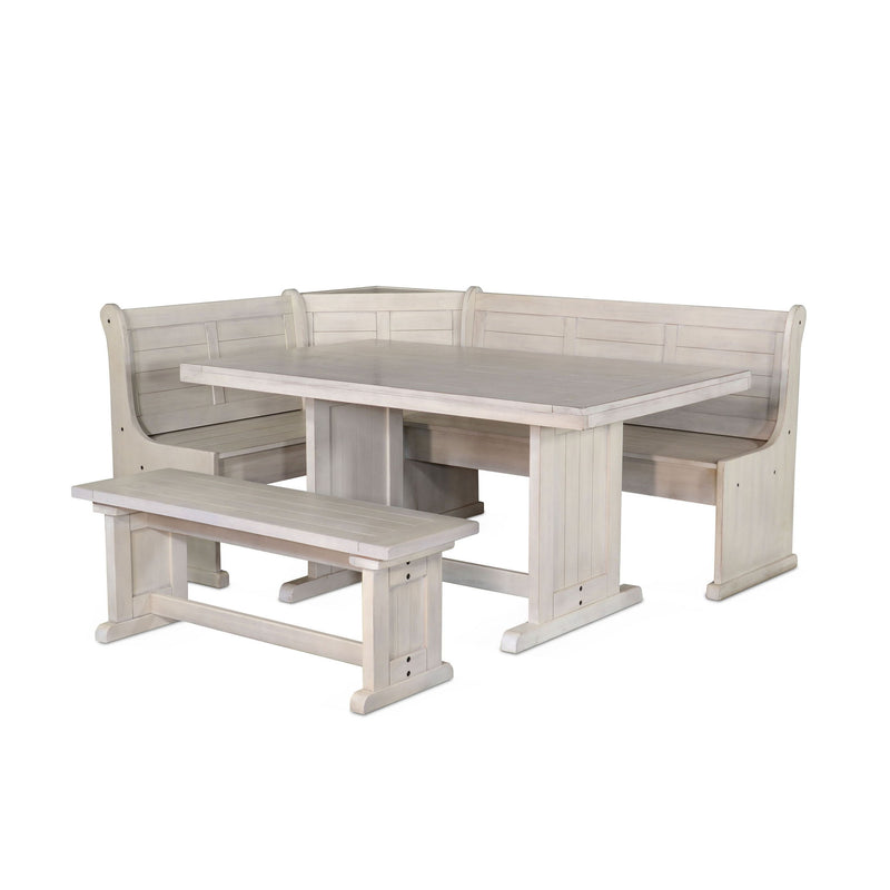 Bayside - Wood Breakfast Nook Dining Set - Marble White complete set