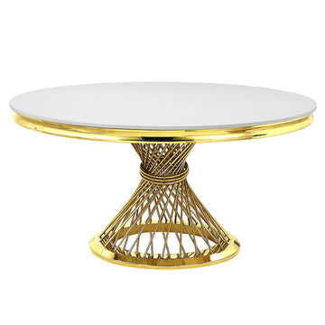 Fallon - Dining Table - Engineered Stone, Top & Mirrored Gold