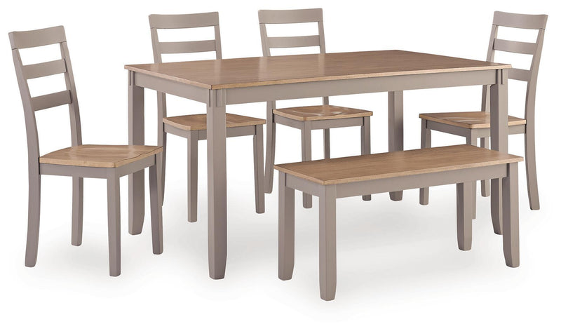 Harperfeld - Dining Room Table Set (Set of 6) - Natural / Gray complete set