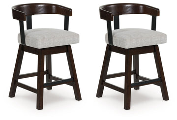 Haddigan - Upholstered Swivel Barstool (Set of 2) - Dark Brown