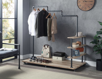 Brantley - 63" Hanger Rack - Oak & Sandy Gray