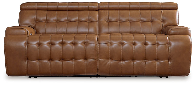 Temmpton - 2-Piece Power Reclining Sectional Loveseat - Chocolate complete set