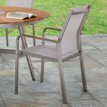 Arshana - Arm Chair High (Set of 4) - Gray / Champagne / Oak - Fabric