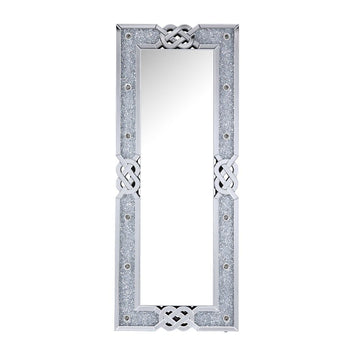 Noralie - 63" Rectangular Floor Mirror With Faux Diamonds - Mirrored