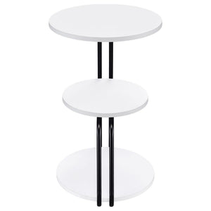 Hilly - 3-Tier Round Accent Side Table - White And Black