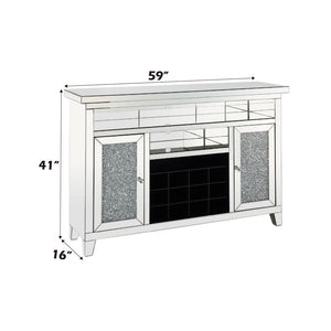 Noralie - 41" Wine Cabinet With LED - Mirrored & Faux Diamonds