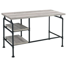 Delray - 2-Tier Open Shelving Writing Desk - Gray Driftwood And Black