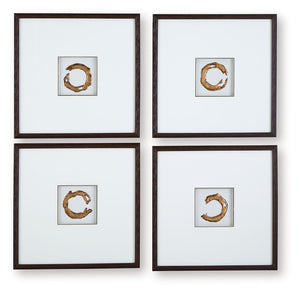 Dallbourne - White / Gold Finish - Wall Art Set (Set of 4)