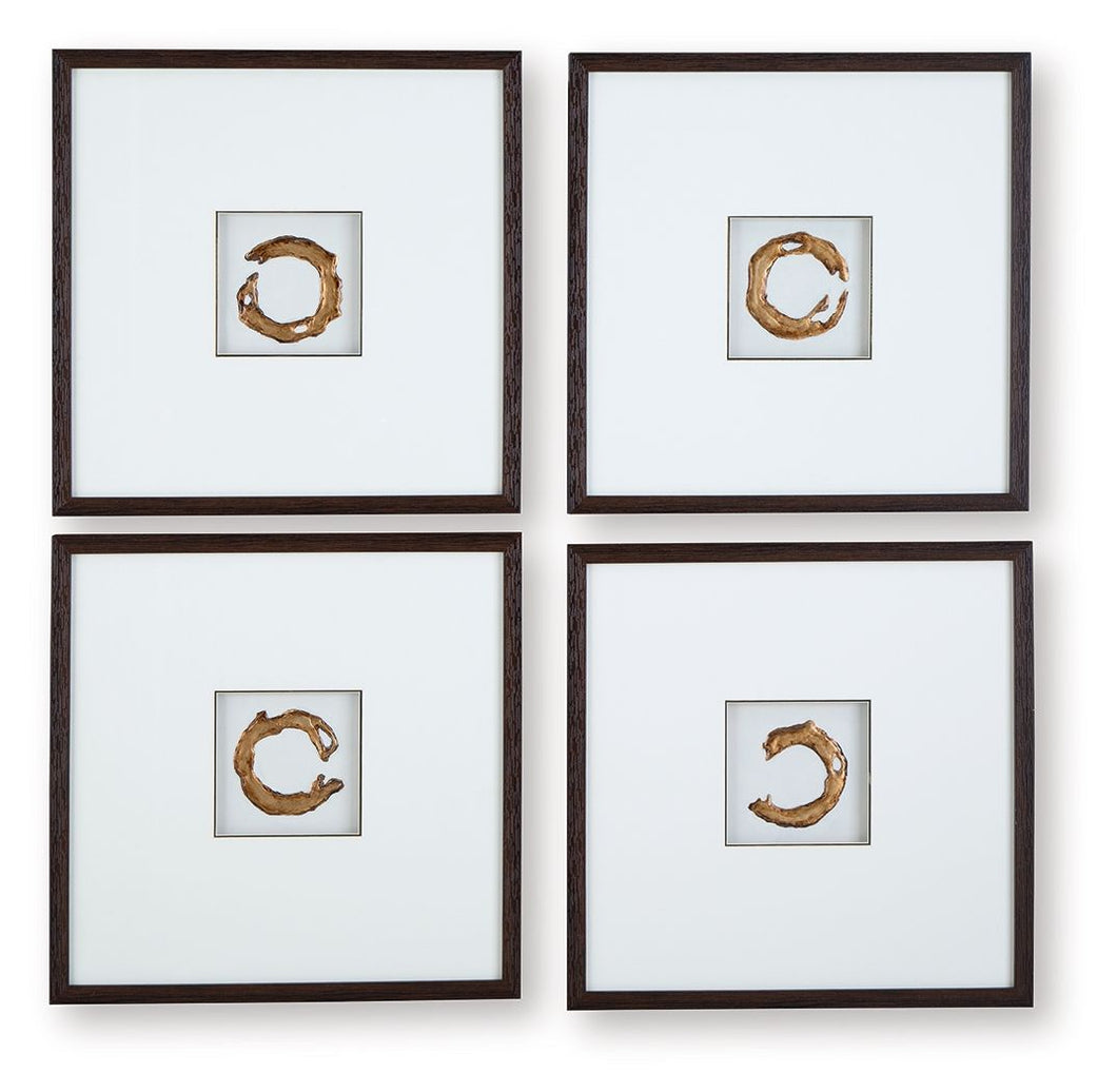 Dallbourne - White / Gold Finish - Wall Art Set (Set of 4)