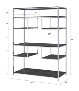 Vonara - Bookshelf - Rustic Gray Oak & Chrome