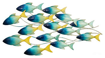 Dullcott Indoor/Outdoor Wall Decor Blue / Teal / Yellow