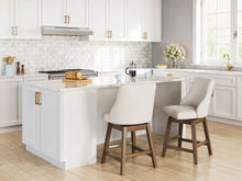 Cabalynn - Oatmeal / Light Brown - Upholstered Swivel Barstool (Set of 2)