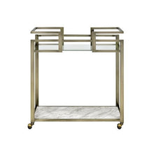 Neilo - Kitchen Cart - Clear Glass, Faux Marble & Wire Brass Finish