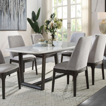 Madan - Dining Table With Marble Top - Marble Top & Weathered Gray
