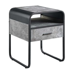 Raziela - End Table - Concrete Gray & Black Finish - 22"