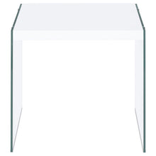 Opal - Square Glass Frame Side End Table - White High Gloss