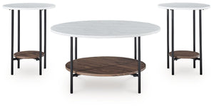 Wrenwich - Brown / Black / White - Occasional Table Set (Set of 3)