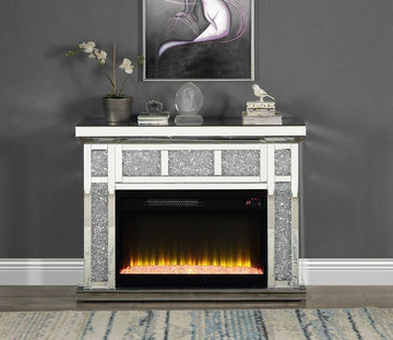 Noralie - 39" X 12" Fireplace - Mirrored & Faux Diamonds
