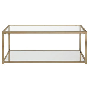 Cora - Glass Top Coffee Table Mirrored Shelf - Chocolate Chrome