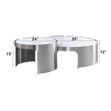 Abilene - Nesting Coffee Table Set - Marble Top & Brush Silver