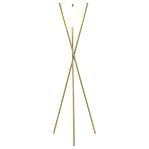 Yamileth - Spherical Bulb Metal Tripod Floor Lamp - Gold