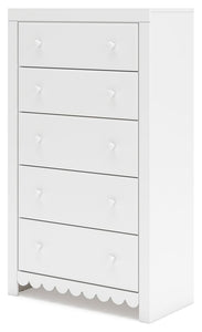 Mollviney - White - Five Drawer Chest