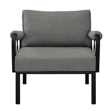 Rajni - Patio Arm Chair - Gray Fabric & Black