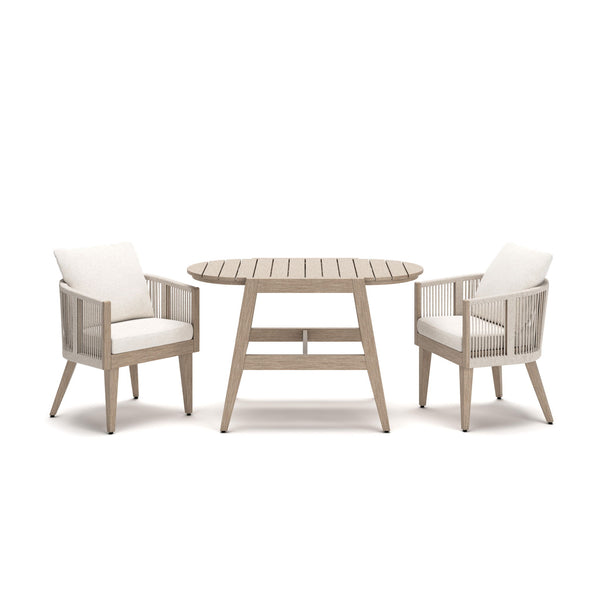 Ivory Vine Chairs With Cushion / Table Set (Set of 3) Beige