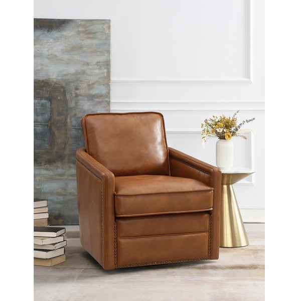 Rocha Swivel Chair Brown Leather Aire