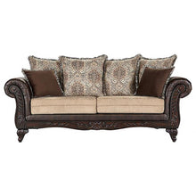 Elmbrook - Upholstered Rolled Arm Sofa Set With Intricate Wood