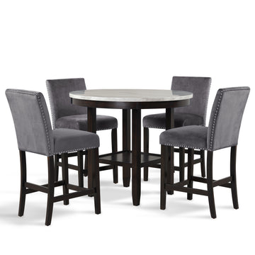 Celeste - Round Counter Table With 4 Chairs - Black / Gray