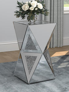 Matheo - Square Geometric Mirrored Acrylic Side Table - Silver