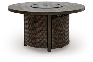 Monterey Point - Round Fire Pit Table - Dark Brown