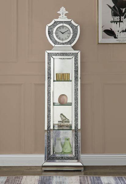 Noralie 63" Grandfather Clock With LED Mirrored & Faux Diamonds