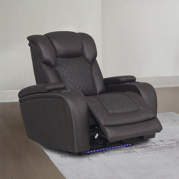 Wendell Power Motion Recliner With Storage, USB & LED Dark Gray