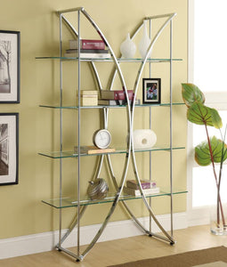 Larson - 4-Shelf Glass Bookshelf - Chrome