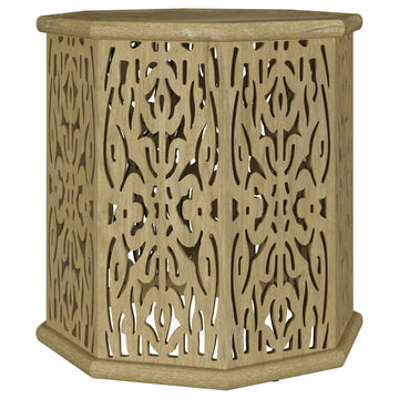 Torres - Octagonal Solid Mango Wood Side Table - Natural Brown