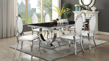 Antoine 7 Piece Black Tempered Glass Dining Set Cream White Chairs – Black