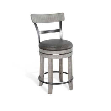 Alpine - Counter Swivel Barstool, Cushion Seat (Set of 2) - Gray