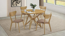 Elowen 5 Piece Round Solid Wood Dining Set – Light Walnut