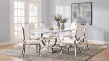 Antoine 7 Piece White Tempered Glass Dining Set Cream White Chairs – White