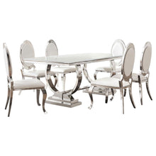 Antoine 7 Piece White Tempered Glass Dining Set Cream White Chairs – White