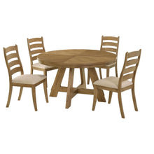 Danvers 5 Piece Dining Table Set – Brown Oak / Latte