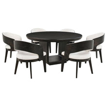 Leandro 7 Piece Round Dining Table Set – Burnished Black