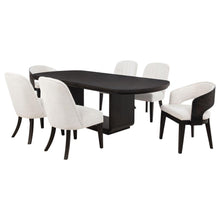 Leandro 7 Piece Rectangular Dining Table Set – Burnished Black / Cream
