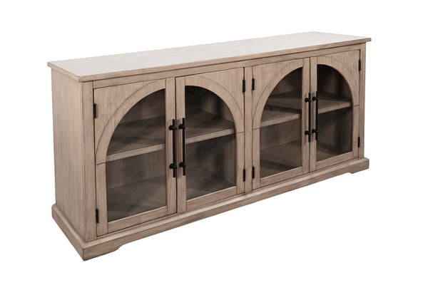 Elena Modern Wood Display Cabinet With Arched Glass Doors